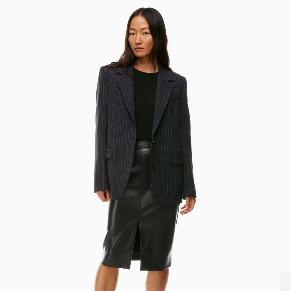 Babaton Faux Leather Cream Pencil skirt